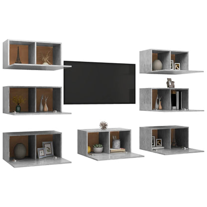 TV Cabinets 7 pcs Concrete Grey 30.5x30x60 cm Engineered Wood