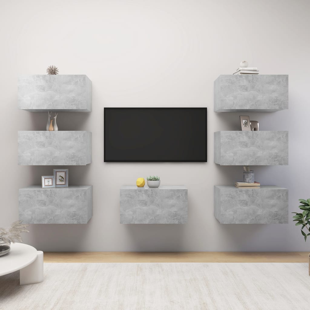 TV Cabinets 7 pcs Concrete Grey 30.5x30x60 cm Engineered Wood