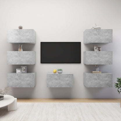 TV Cabinets 7 pcs Concrete Grey 30.5x30x60 cm Engineered Wood