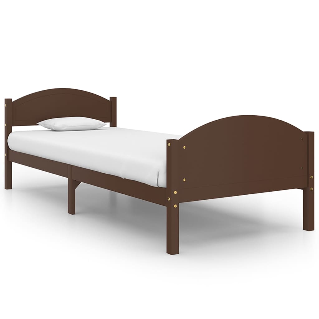 Bed Frame | Dark Brown | Solid pine wood, plywood | Single |  Simplistic