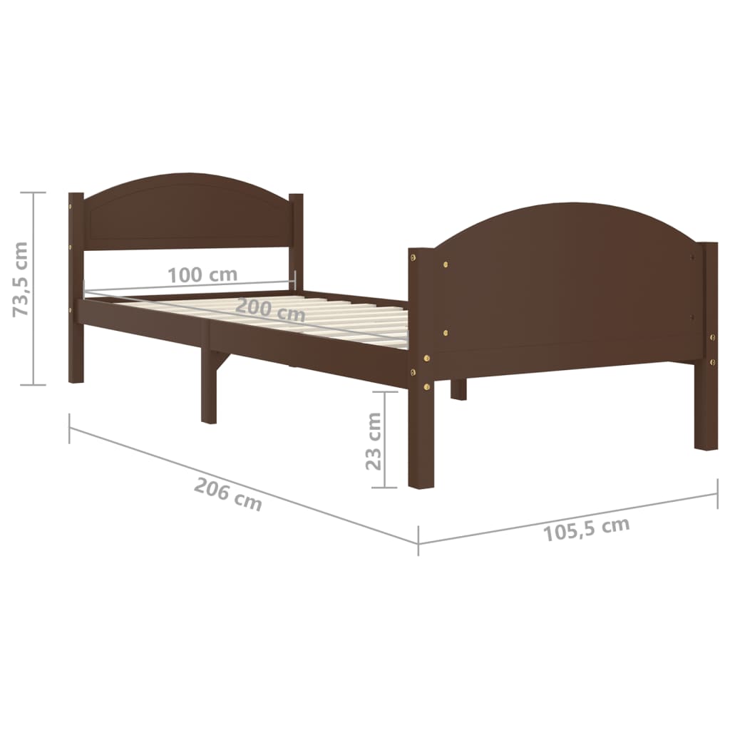 Bed Frame | Dark Brown | Solid pine wood, plywood | Single |  Simplistic