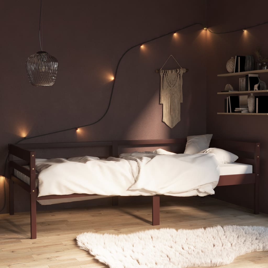 Bed Frame | Dark brown | Solid Pine wood | Single | Durable | Bed Frame