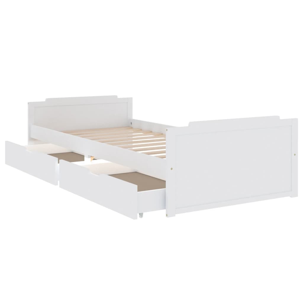 Bed Frame | White | Solid pine wood | Single | Minimalist
