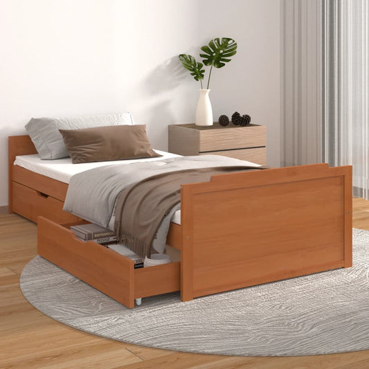 Bed Frame | Honey brown | Solid pine wood | Single | Bed Frame