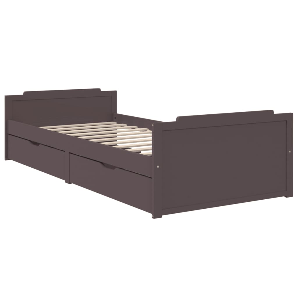 Bed Frame without Mattress Dark Brown Solid Wood Pine 90x200 cm