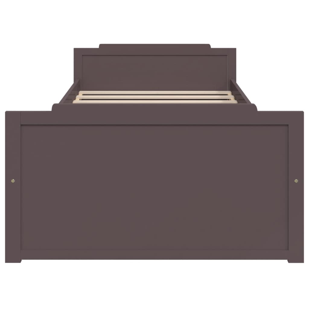 Bed Frame without Mattress Dark Brown Solid Wood Pine 90x200 cm