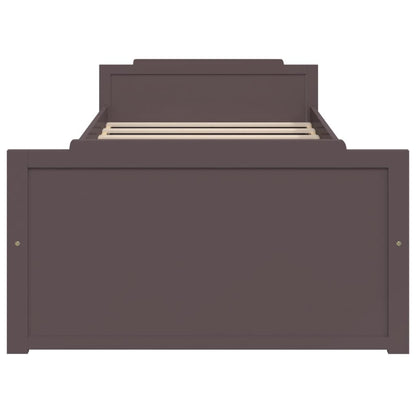 Bed Frame without Mattress Dark Brown Solid Wood Pine 90x200 cm