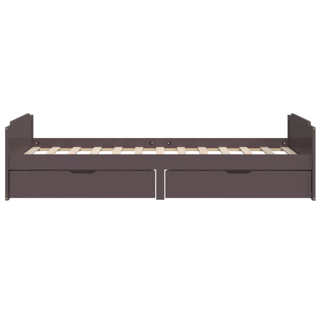 Bed Frame without Mattress Dark Brown Solid Wood Pine 90x200 cm