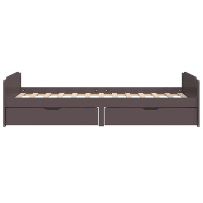 Bed Frame without Mattress Dark Brown Solid Wood Pine 90x200 cm