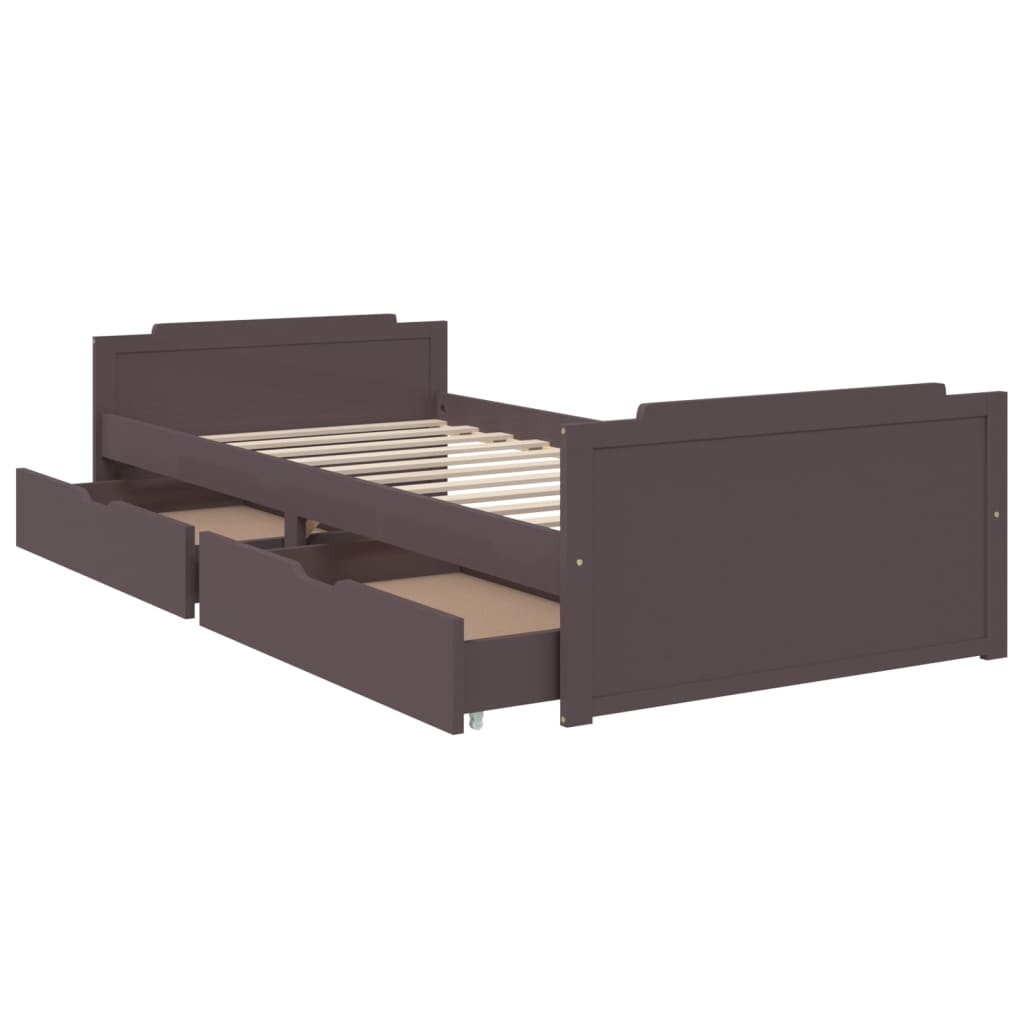 Bed Frame without Mattress Dark Brown Solid Wood Pine 90x200 cm