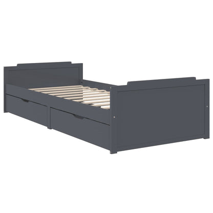 Bed Frame | Dark Grey | Solid Pine Wood | Single | Bed Frame