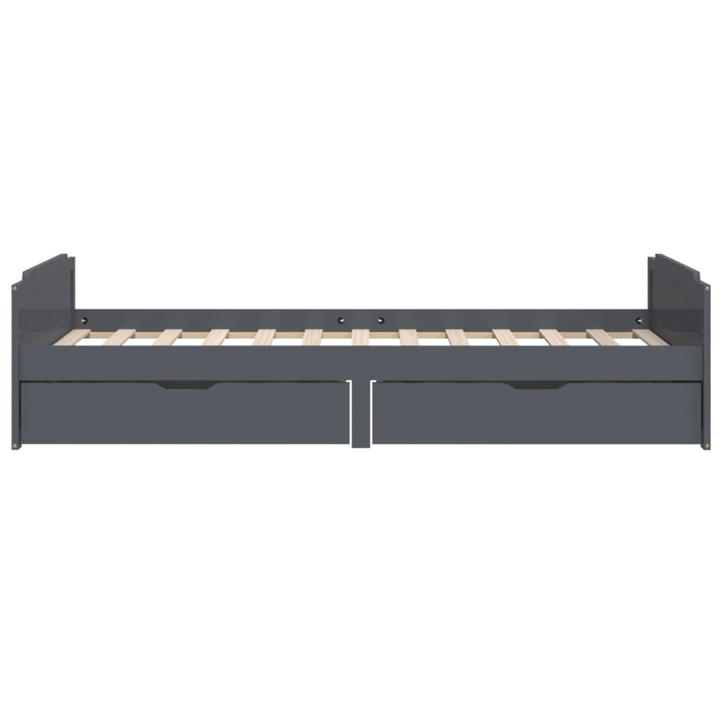 Bed Frame | Dark Grey | Solid Pine Wood | Single | Bed Frame