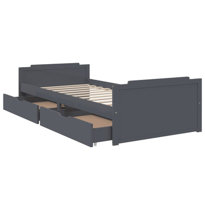 Bed Frame | Dark Grey | Solid Pine Wood | Single | Bed Frame