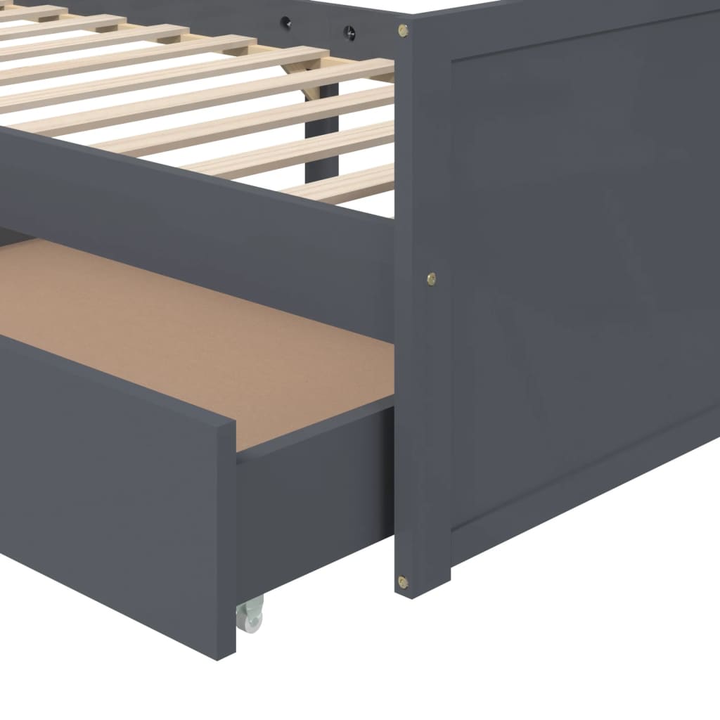 Bed Frame | Dark Grey | Solid Pine Wood | Single | Bed Frame