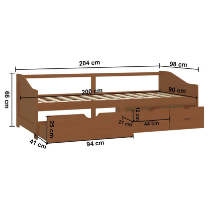 Day Bed | Honey Brown | Solid Pine wood