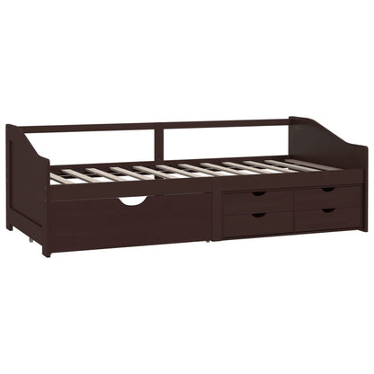 3-Seater Day Bed without Mattress Dark Brown Solid Pinewood 90x200cm