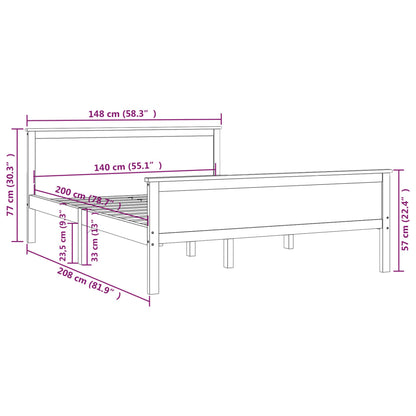 Bed Frame | Pine Wood | Solid pinewood | Double | Durable | Bed Frame