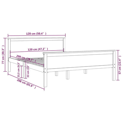 Bed Frame without Mattress Honey Brown Solid Wood Pine 120x200cm