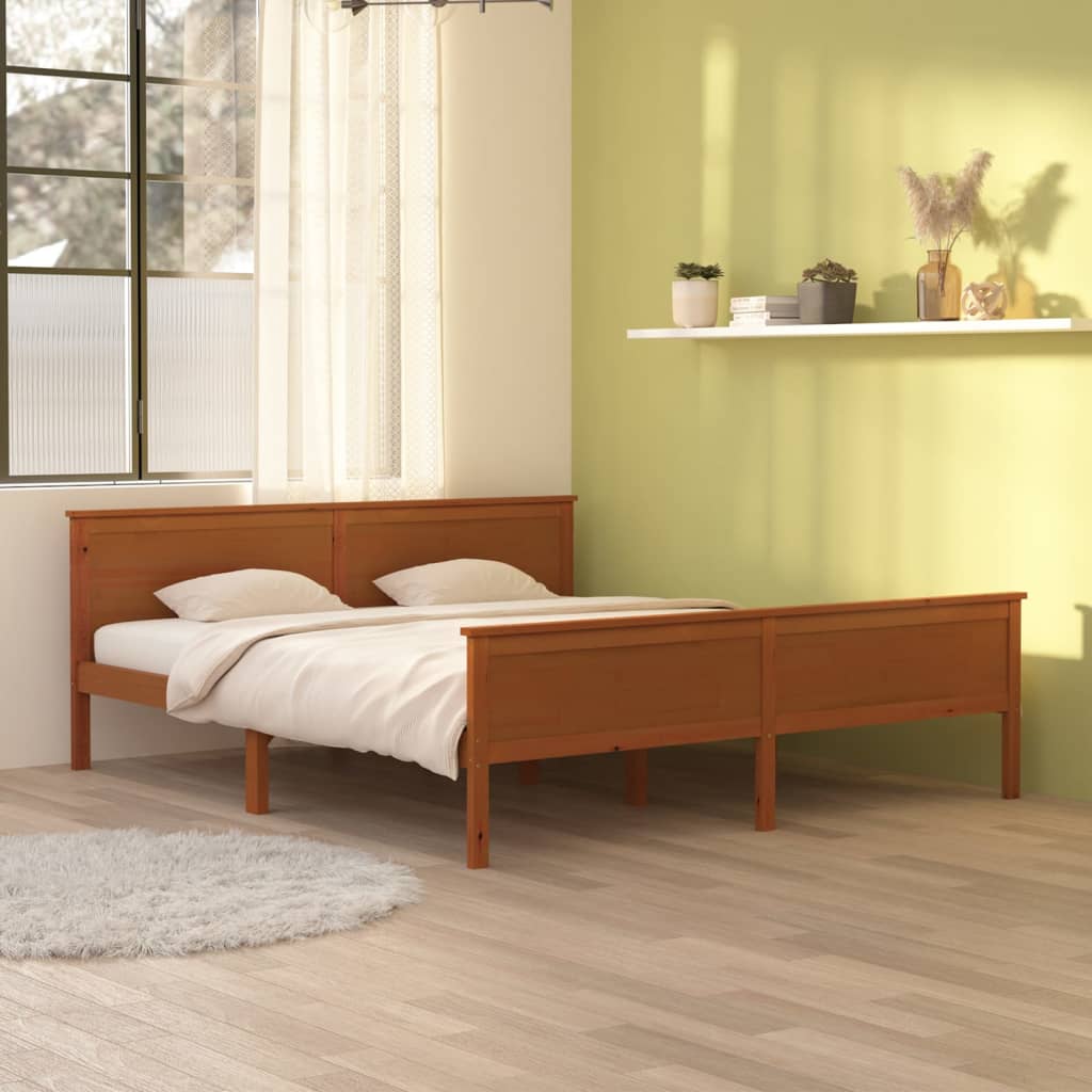 Bed Frame without Mattress Honey Brown Solid Wood Pine 180x200cm