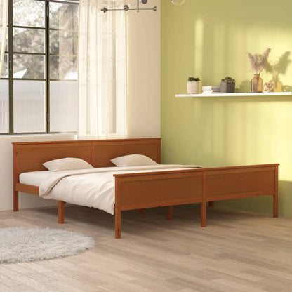Bed Frame | Honey Brown | Solid Pine Wood, Plywood | Double |  Durable