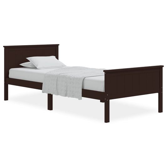 Bed Frame without Mattress Dark Brown Solid Wood Pine 90x200 cm