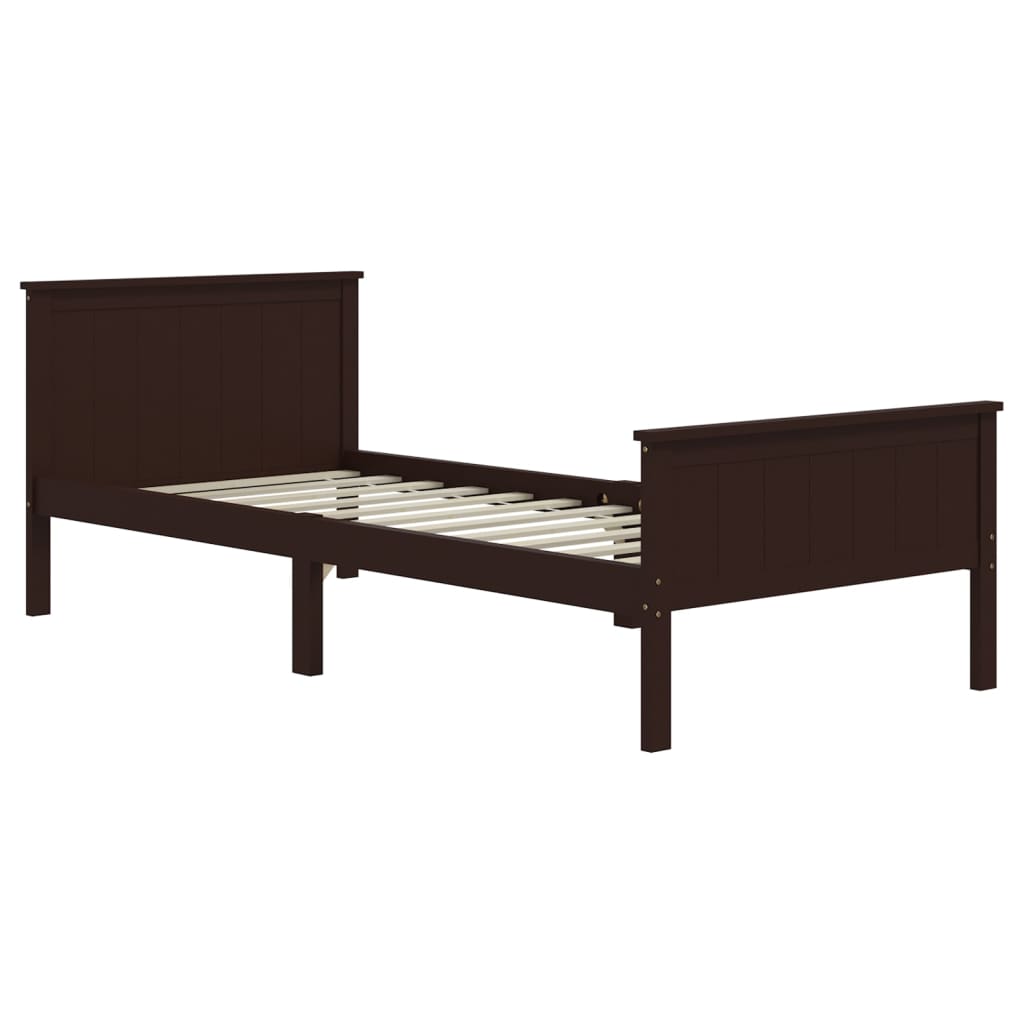Bed Frame without Mattress Dark Brown Solid Wood Pine 100x200 cm