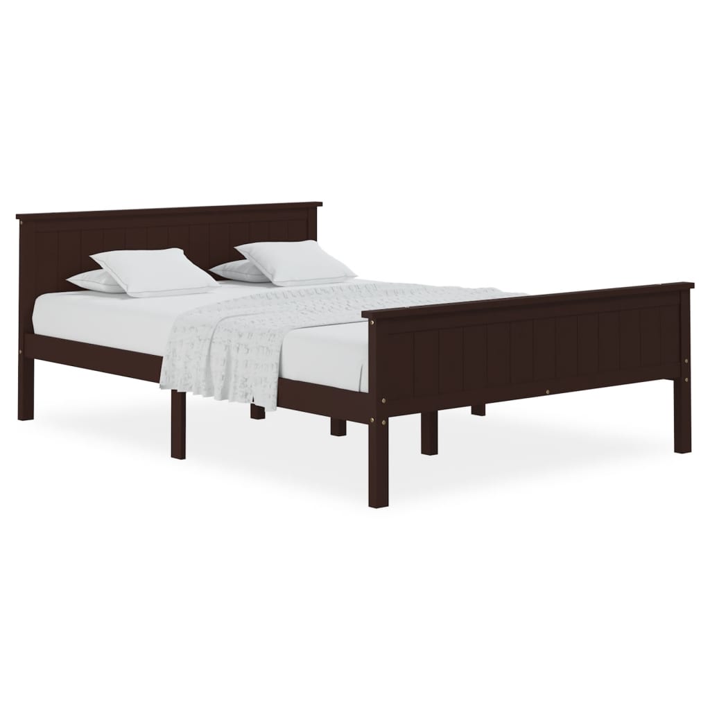 Bed Frame | Dark Brown | Solid Pine Wood, Plywood | 120x200 cm | Durable