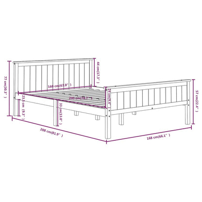 Bed Frame without Mattress Dark Brown Solid Wood Pine 160x200 cm