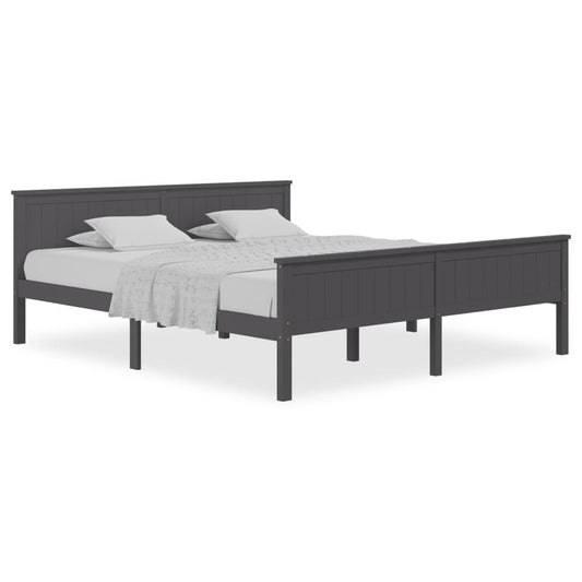 Bed Frame | Grey | Solid Pine Wood, Plywood | Double | Bed Frame