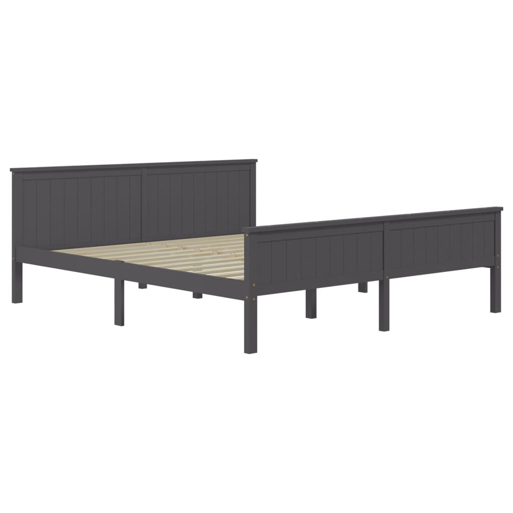 Bed Frame | Grey | Solid Pine Wood, Plywood | Double | Bed Frame