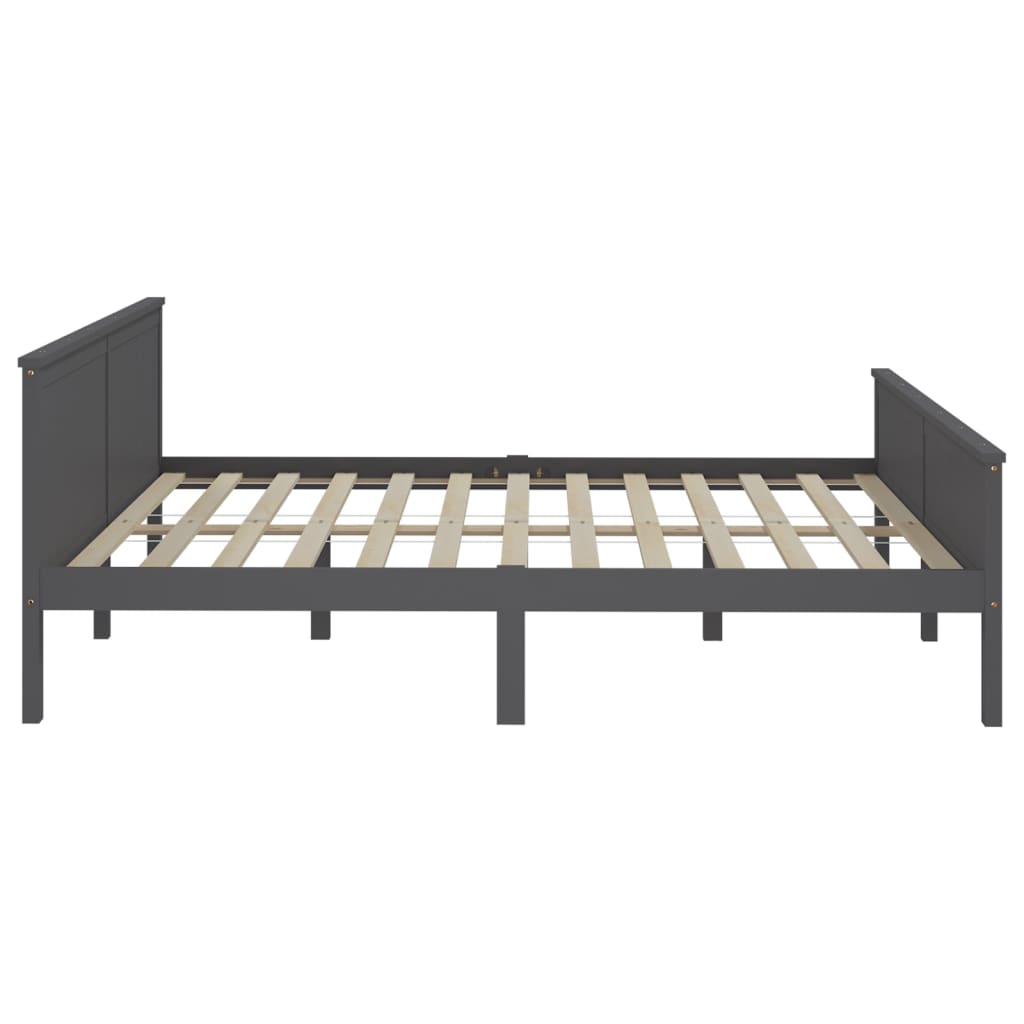 Bed Frame | Grey | Solid Pine Wood, Plywood | Double | Bed Frame