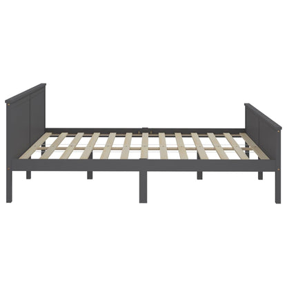 Bed Frame | Grey | Solid Pine Wood, Plywood | Double | Bed Frame