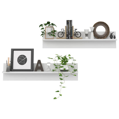 Wall Shelf 2 pcs White 80x11.5x18 cm Engineered Wood