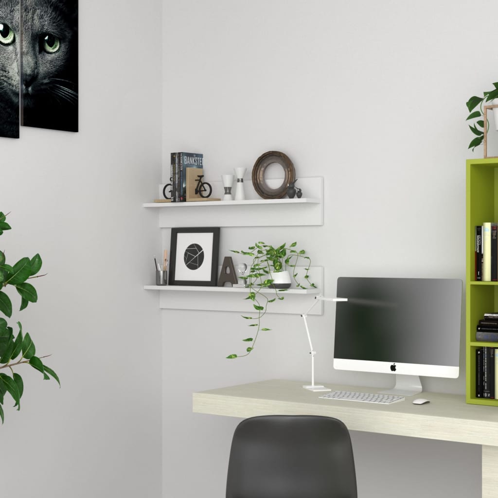 Wall Shelf 2 pcs White 80x11.5x18 cm Engineered Wood