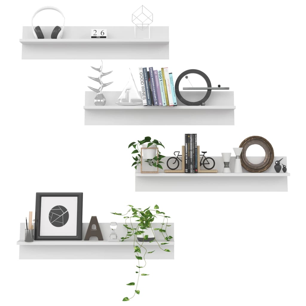 Wall Shelf 4 pcs White 80x11.5x18 cm Engineered Wood