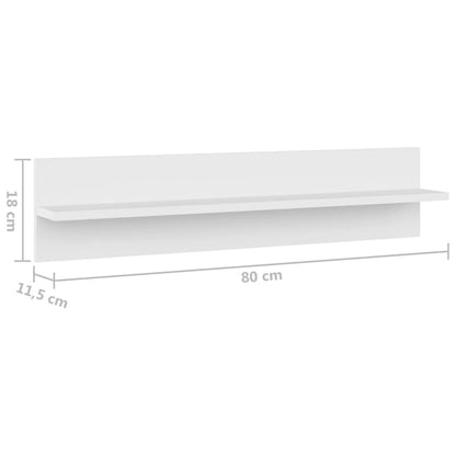 Wall Shelf 4 pcs White 80x11.5x18 cm Engineered Wood