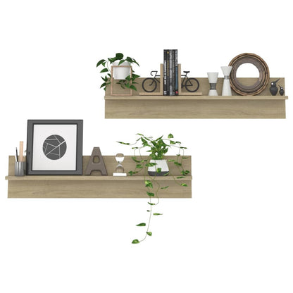 Wall Shelf 2 pcs Sonoma Oak 80x11.5x18 cm Engineered Wood