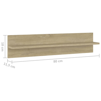 Wall Shelf 2 pcs Sonoma Oak 80x11.5x18 cm Engineered Wood