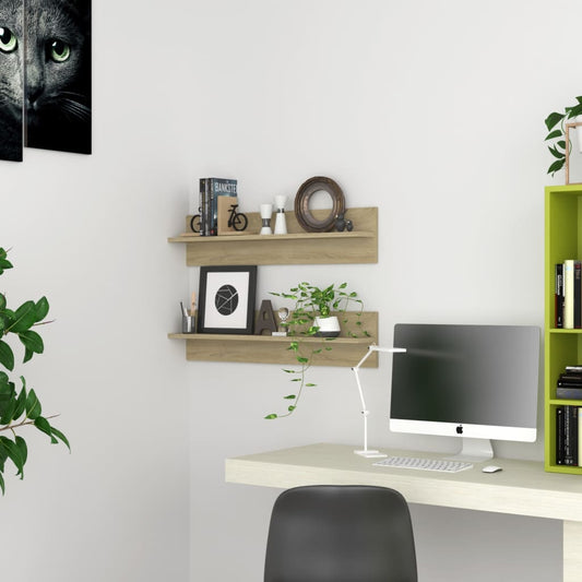 Wall Shelf 2 pcs Sonoma Oak 80x11.5x18 cm Engineered Wood