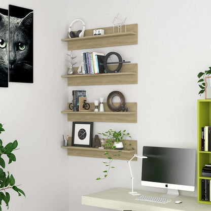 Wall Shelf 4 pcs Sonoma Oak 80x11.5x18 cm Engineered Wood