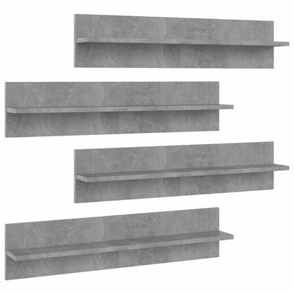 Wall Shelf 4 pcs Concrete Grey 80x11.5x18 cm Engineered Wood