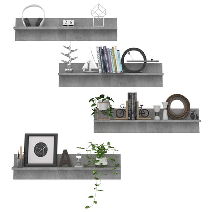 Wall Shelf 4 pcs Concrete Grey 80x11.5x18 cm Engineered Wood