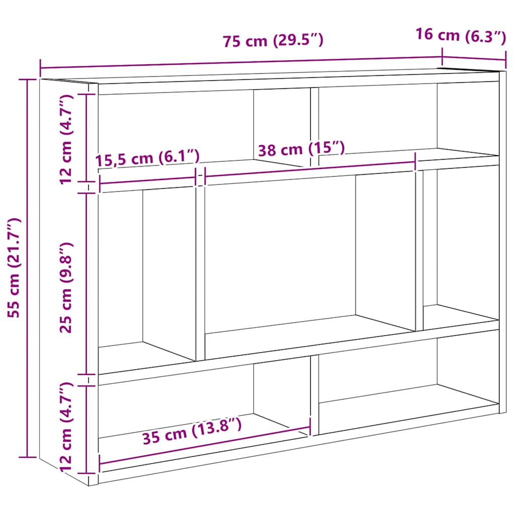 Wall Shelf Concrete Grey 75x16x55 cm Engineered Wood