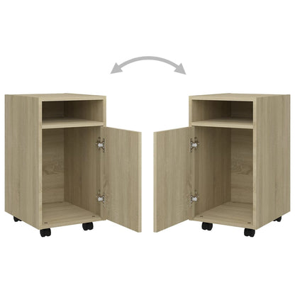 Side Cabinet with Wheels Sonoma Oak 33x38x60 cm Engineered Wood
