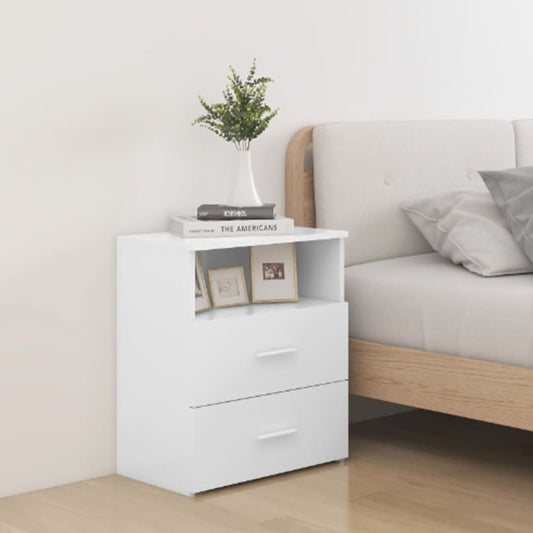 803272 vidaXL Bed Cabinet White 50x32x60 cm