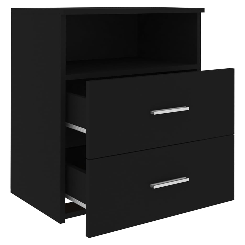 803275 vidaXL Bed Cabinets 2 pcs Black 50x32x60 cm
