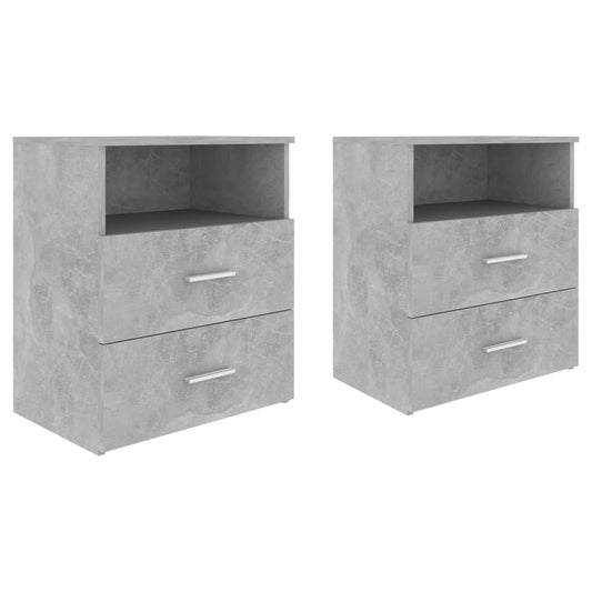 803281 vidaXL Bed Cabinets 2 pcs Concrete Grey 50x32x60cm