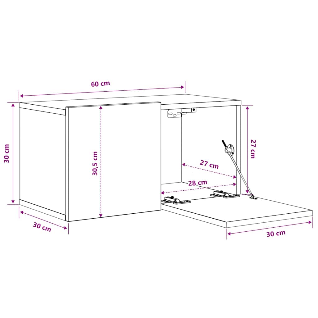 TV Cabinet | White | Engineered wood | 60x30x30 cm | TV Cabinet