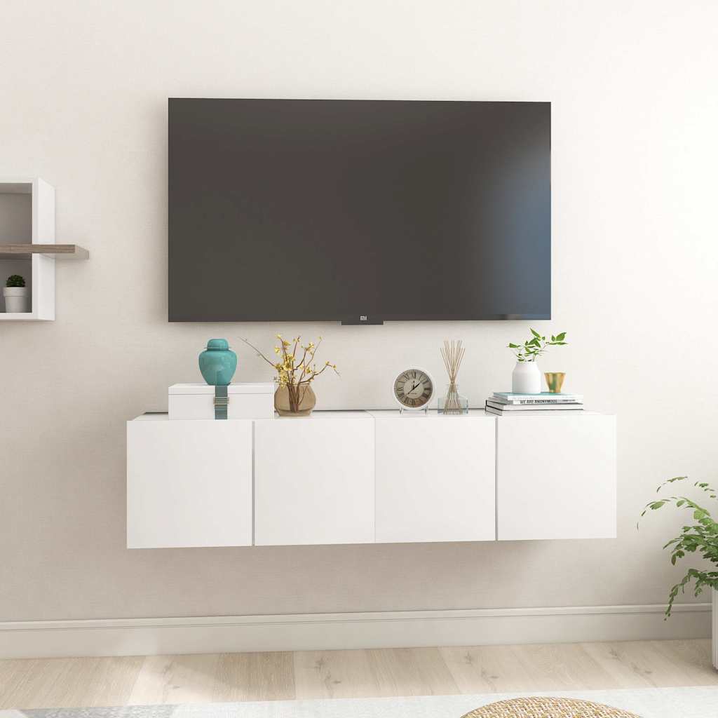 804509 vidaXL 2 Piece Hanging TV Cabinet Set White 60x30x30 cm