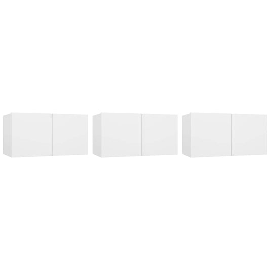 804510 vidaXL 3 Piece Hanging TV Cabinet Set White 60x30x30 cm